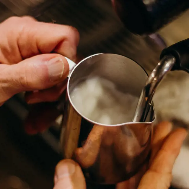 Italians foam their milk always in a stainless steel jug